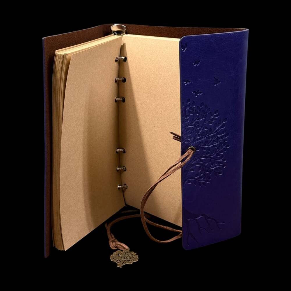 A5 Tree of Life Embossed Deep Purple PU Leather Refillable 6-Ring Binder Journal - Picture 3 of 5